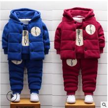 2018 new boy winter suit three-piece 1-3-year-old boy sports suits plus velvet thick winter children's clothing 2024 - buy cheap