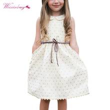 WEIXINBUY, Летнее белое платье в горошек без рукавов для маленьких девочек 2024 - купить недорого