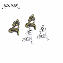 YuenZ-abalorios de ciervo de plata tibetana, colgantes de bronce, fabricación de joyas antiguas, artesanía hecha a mano, 25x16mm, 10 Uds., D971 2024 - compra barato
