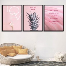 Abstract Pink Pineapple Quotes Home Decor Painting Nordic Simple Canvas Prints Poster Modern Space Art  Wall Picture For Room 2024 - buy cheap