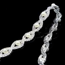 5Yards Pearls Crystal Rhinestones Trim Silver Gold Plated Sew on Appliques Chain for Prom Dress Belt Decoration 2024 - buy cheap