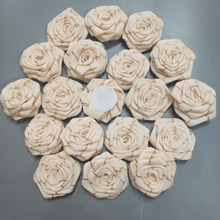 10Pieces/Lot Beige 4.5CM Polyester Ribbon Rose Flower Golden Silk Flat Flowers Handmade DIY Bouquet Girl Hair Cloth Accessories 2024 - buy cheap