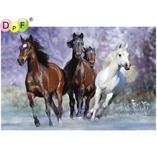 DPF DIY Running horse 5D diamond painting cross stitch needlework diamond mosaic kit square home decor diamond embroidery crafts 2024 - buy cheap