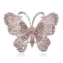 DIEZI New Bouquet Brooches For Wedding Silver Color Women Brooch Alloy Butterfly Jewelry Crystal Rhinestone Bride Brooch Pins 2024 - buy cheap