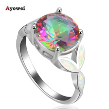 AYOWEI Hot sell Mystic Crystal Rings for Women White fire Opal 925 Silver fashion jewelry Rings USA sz #6 #7 #8 #9 #10 OR642A 2024 - buy cheap