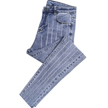 25-31! diamond jeans women 2021 spring heavy work fashion light blue ankle length skinny pencil jeans 2024 - buy cheap