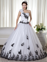 Vestido de noiva, preto e branco, em tons vintage, 1950s, princesa, um ombro, espartilho, não é branco, colorido 2024 - compre barato