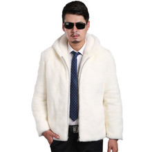 2018 New Suede Coat Men's Trimmed Men's Mink Fur Hooded Lapel Jacket Men's Large Size S-XXL XXXL 4XL 5XL Jacket Artificial Fur 2024 - buy cheap