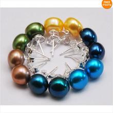 Pendientes de plata de perlas naturales, pendientes de perlas de alta calidad de 8-9mm Multicolor, pendientes de perlas de agua dulce, nuevo envío gratis 2024 - compra barato