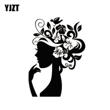 YJZT 10.6*13.6CM Silhouttte Flower Cute Elegant Lady Decal Black/Silver Popular Style Car Sticker Vinyl  C20-1137 2024 - buy cheap