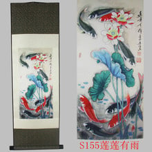 Silk painting nine fish lotus flower picture scroll painting  lotus has fish home office decoration painting murals. 2024 - buy cheap