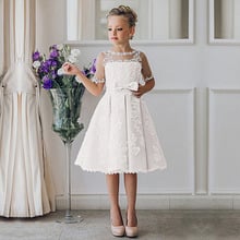 Lace Party Dress Half sleeve Knee Length Flower Girl Dress O-Neck  First Communion Dresses 2024 - buy cheap