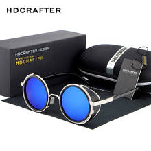 Солнцезащитные очки HDCRAFTER в стиле стимпанк с зеркальными линзами, винтажные круглые солнцезащитные очки в стиле стимпанк для мужчин и женщин 2024 - купить недорого