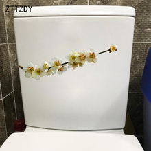 ZTTZDY-pegatina para asiento de inodoro, arte moderno para decoración de pared del hogar, rama de flor de melocotón, WC, 6,3x25CM, T2-0625 2024 - compra barato