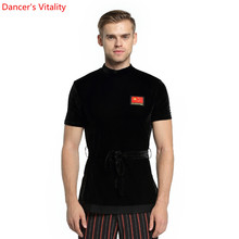 2018adult men's shirt Plus Size Black Waltz Latin Dance shirt Men Latin Dance Shirts modern Ballroom stage dance tops 2024 - buy cheap