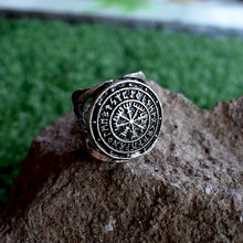 SanLan Vegvisir Futhark Runes Vikings rings Nordic Amulet jewelry 2024 - buy cheap