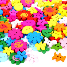 100pcs DIY Button Mix Shapes Wood Button Sewing Craft 2 Holes Wooden Buttons Clothes Scrapbooking Decortion Color at Random 2024 - buy cheap