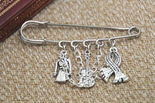 12pcs Sherlock inspired Sherlock Holmes  themed charm with chain kilt pin brooch (50mm) 2024 - buy cheap