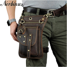 Norbinus Leather Waist Leg Bag for Men Genuine Leather Fanny Packs Motorcycle Belt Bag Pouch Male Shoulder Messenger Hook Bag 2024 - buy cheap