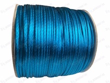 Атласный нейлоновый шнур 1,5 мм синего павлина с погремушкой, шнур с китайским узлом для бисероплетения + веревка, макраме, браслет, шнуры для аксессуаров 80 м/рулон 2024 - купить недорого