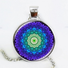 Mandala pendant Religious jewelry Spiritual amulet Sacred geometry necklace Mandala flower necklace glass cabochon necklace 2024 - buy cheap