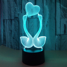 Love Swan Heart-luz nocturna 3D para bebé, Interruptor táctil con USB, 7 colores, iluminación para dormir como lámpara de ambiente para fiesta de boda 2024 - compra barato