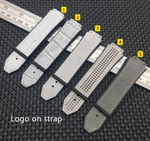 25x19mm grey leather Nature rubber silicone watchband watch band for Hublot strap for Big bang for Fusion series buckle logo on 2024 - buy cheap