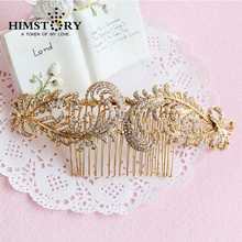 HIMSTORY-peineta de oro para novia, pieza de cabeza de cristal austriaco para mujer, extensión de pelo para boda, dama de honor 2024 - compra barato
