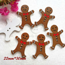 New year decorative material 50pcs Gingerbread Man wood buttons Christmas decorative buttons scrapbook craft diy materials 2024 - buy cheap