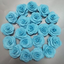 20Pieces/Bag Sky Blue Rose Handmade 3.5CM Fabric Rose Cotton Cloth Flower Hand DIY Wedding Bouquet Material Hair Accessories 2024 - buy cheap