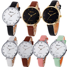Ginebra marca de moda de mujer reloj imitación de piel de señoras vestido de muñeca impermeable reloj hombres reloj relojes para mujer 2024 - compra barato