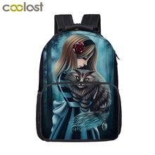 Mochila escolar con diseño de gato para niñas y niños, morral escolar para ordenador portátil, bolso de hombro femenino 2024 - compra barato