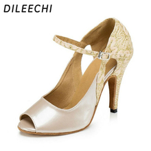 DILEECHI Wholesale women sequined cloth Mixed with PU Glitter Latin Dance Shoes Ballroom Shoes Salsa Tango Bachata Dance Shoes 2024 - buy cheap