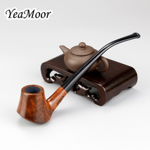 Top Grade Briar Wood Pipe Set with 100 cleaners free 3mm Filter Bent Tobacco Pipe Smoking Tools Flat Bottom Long Smoking Pipe 2024 - buy cheap