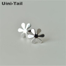 Uini-Tail hot new 925 sterling silver small fresh six petal flower smooth earrings Korean fashion trend anti-allergic jewelry 2024 - buy cheap