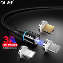 Магнитный usb-кабель OLAF для iPhone, Магнитный зарядный кабель для передачи данных, кабель Micro USB Type-C для мобильных телефонов Android 2024 - купить недорого