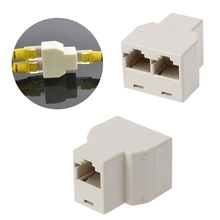 OOTDTY-Adaptador de conector RJ45 CAT5 CAT5E de red Ethernet 1to2 2024 - compra barato