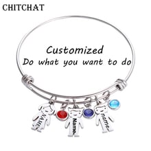 Pulseras personalizadas para niños y niñas, brazaletes con grabado de nombre, fecha, ID, Color plateado, de acero inoxidable, regalo para mujer 2024 - compra barato