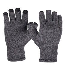 Мужские и женские защитные черные компрессионные перчатки с полупальцами для облегчения боли при артрите эластичные перчатки для запястного туннельного ревматоида 2024 - купить недорого