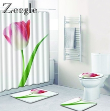 Zeegle Bathroom Mats Anti Slip Bathroom Mat Set Floral Pattern Bathroom Toilet Rugs Absorbing Carpet Accerssories 4PCS 2024 - buy cheap