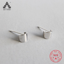 Genuine 925 Sterling Silver Stud Earrings for Girls Ladies Geometric Mini Curve Small Earring Anti-Allergy Jewelry 2024 - buy cheap