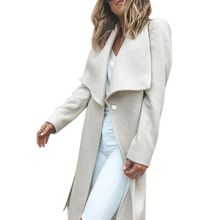 Fashion Turn Down Collar Long Wool Coat Elegant Winter Woman Wool Blend Coats Loose Type Female Solid Long Coat Outerwear 2024 - buy cheap