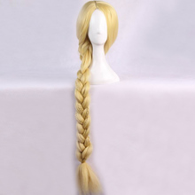 Peluca trenzada de princesa Rapunzel de 120cm, superrubia larga, resistente al calor, para disfraz de Cosplay del pelo, con gorro de peluca gratis 2024 - compra barato