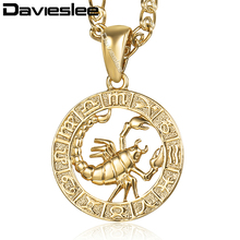 Davieslee-collar con colgante de Escorpio para mujer, colgante de constelación dorada con cuello del Zodíaco, joyería al por mayor, envío directo, LGP364 2024 - compra barato