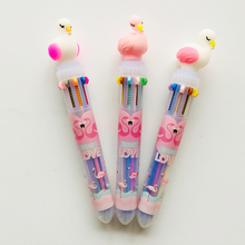 1pc Soft Silicone Flamingo Head 10 In 1 Colorful Ballpoint Pen Writing Drawing Student Stationery School Office Supply 2024 - buy cheap