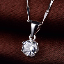 Liamting moda 925 colar com pingente de prata esterlina flor e zircônia cúbica branca 6mm joia feminina v013 2024 - compre barato
