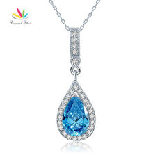 Peacock Star 925 Sterling Silver Fashion Bridesmaid Blue Pendant Necklace Bridal Wedding Tear Drop CFN8042 2024 - buy cheap