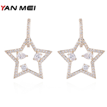 Yanmei brincos ocos e estrelas pequenos para mulheres, zircônia cúbica, design da coreia, bijuteria de moda yme7758 2024 - compre barato