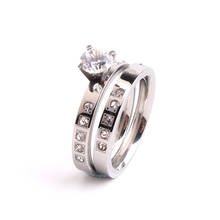 Silver zircon 10 rhinestone Lovers 316L Stainless Steel finger rings for men wholesale 2024 - buy cheap