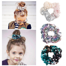 Girls Sequins Hair Tie Ring Mermaid Glitter Elastic Hair Bands Kids Women Gum For Hair Accessory Rubber Ponytail Holder Scrunchy 2024 - buy cheap